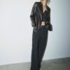 Blazer cu croială regular, cu aspect de piele Blazer cu croială regular, cu aspect de piele