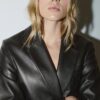 Blazer cu croială regular, cu aspect de piele Blazer cu croială regular, cu aspect de piele