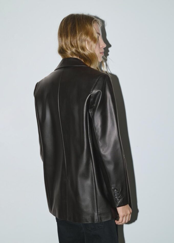 Blazer cu croială regular, cu aspect de piele Blazer cu croială regular, cu aspect de piele