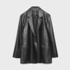 Blazer cu croială regular, cu aspect de piele Blazer cu croială regular, cu aspect de piele