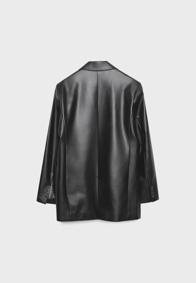 Blazer cu croială regular, cu aspect de piele Blazer cu croială regular, cu aspect de piele