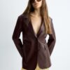 Blazer din imitație de piele