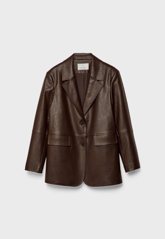 Blazer din imitație de piele