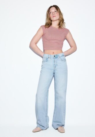 Blugi D92 cu croi drept și Wide Leg