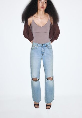 Blugi D92 cu croi drept și Wide Leg