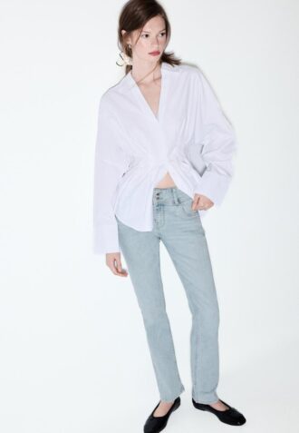 Blugi slim fit cu talie joasă