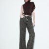 Blugi Wide Leg cu croi larg și imprimeu leopard Blugi Wide Leg cu croi larg și imprimeu leopard