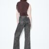 Blugi Wide Leg cu croi larg și imprimeu leopard Blugi Wide Leg cu croi larg și imprimeu leopard