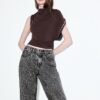 Blugi Wide Leg cu croi larg și imprimeu leopard Blugi Wide Leg cu croi larg și imprimeu leopard