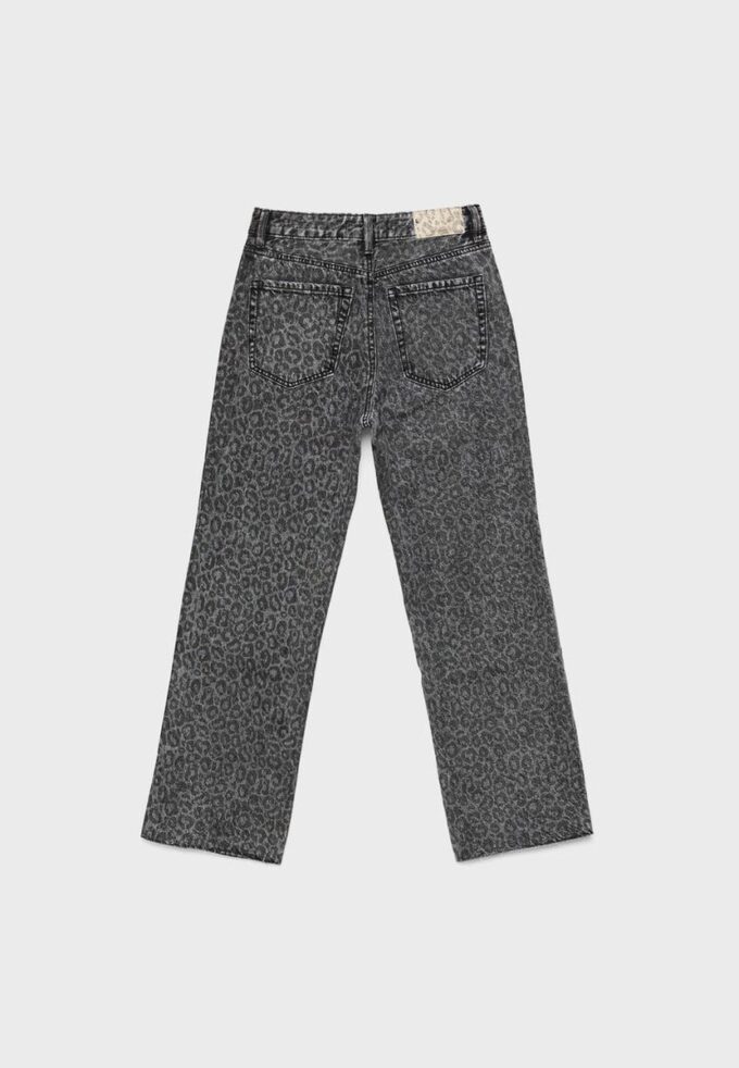 Blugi Wide Leg cu croi larg și imprimeu leopard Blugi Wide Leg cu croi larg și imprimeu leopard