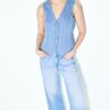 Bluză ajustată din denim