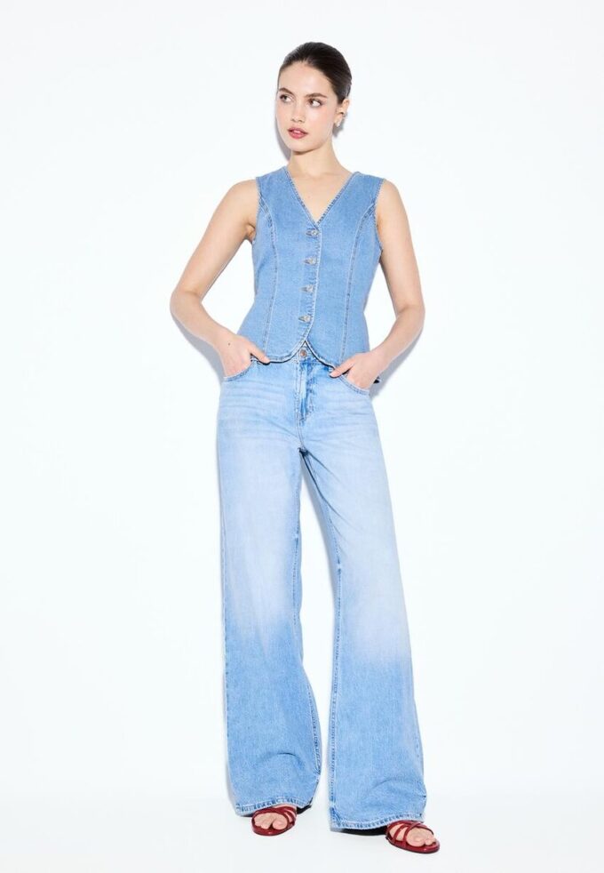 Bluză ajustată din denim