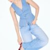 Bluză ajustată din denim
