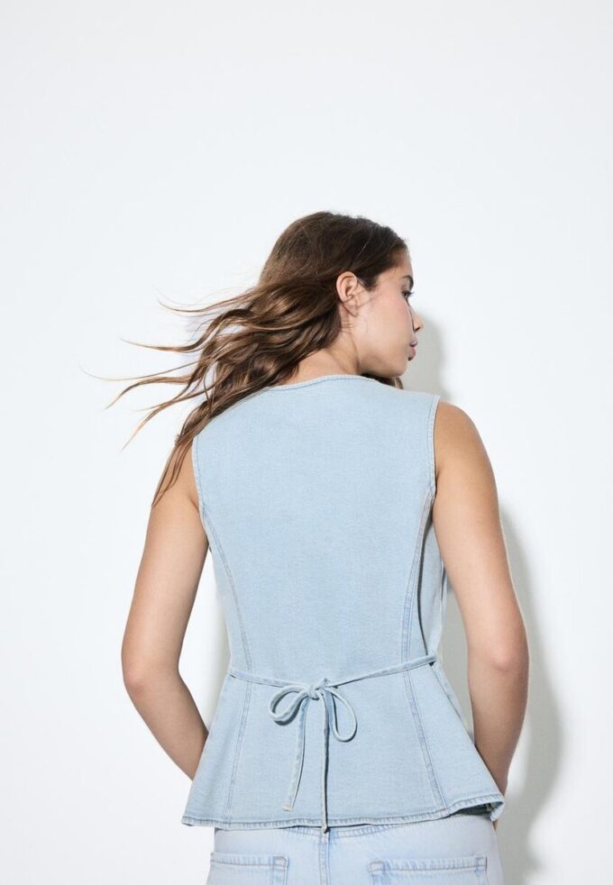Bluză ajustată din denim Bluză ajustată din denim
