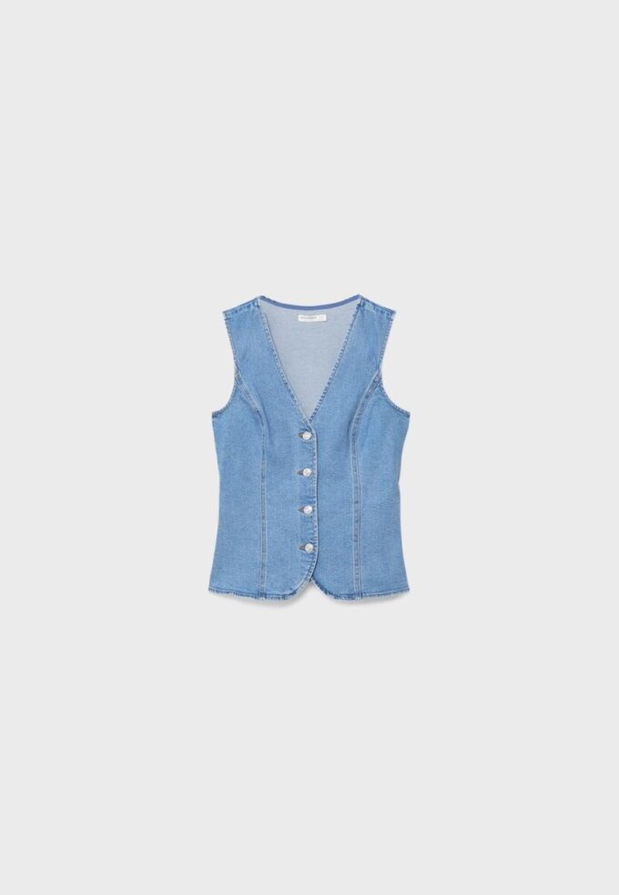 Bluză ajustată din denim