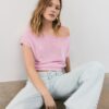 Bluză cu guler barcă din tricot rustic Bluză cu guler barcă din tricot rustic