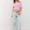 Bluză cu guler barcă din tricot rustic Bluză cu guler barcă din tricot rustic