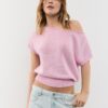 Bluză cu guler barcă din tricot rustic Bluză cu guler barcă din tricot rustic