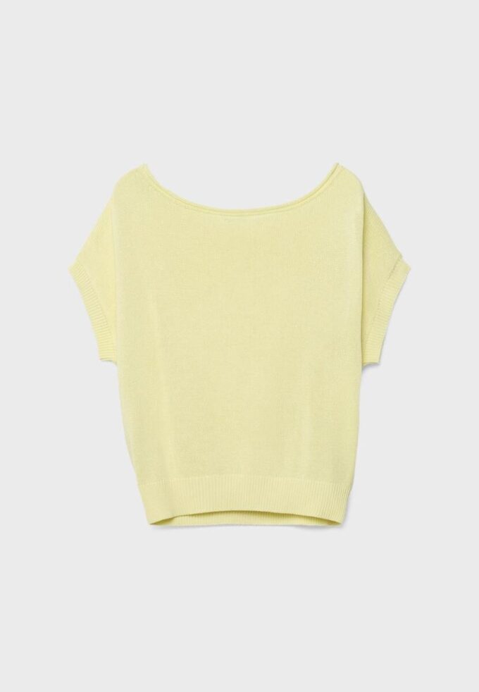 Bluză cu guler barcă din tricot rustic