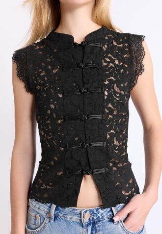 Bluză din dantelă în stil Qipao