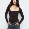 Body din poliamidă cu decolteu pătrat Body din poliamidă cu decolteu pătrat