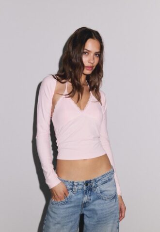 Bolero slim fit cu mâneci lungi