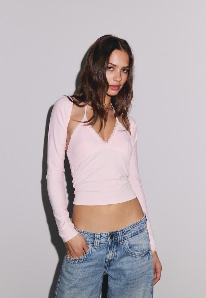 Bolero slim fit cu mâneci lungi