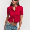 Cardigan din tricot cu guler în picioare și nasturi Cardigan din tricot cu guler în picioare și nasturi