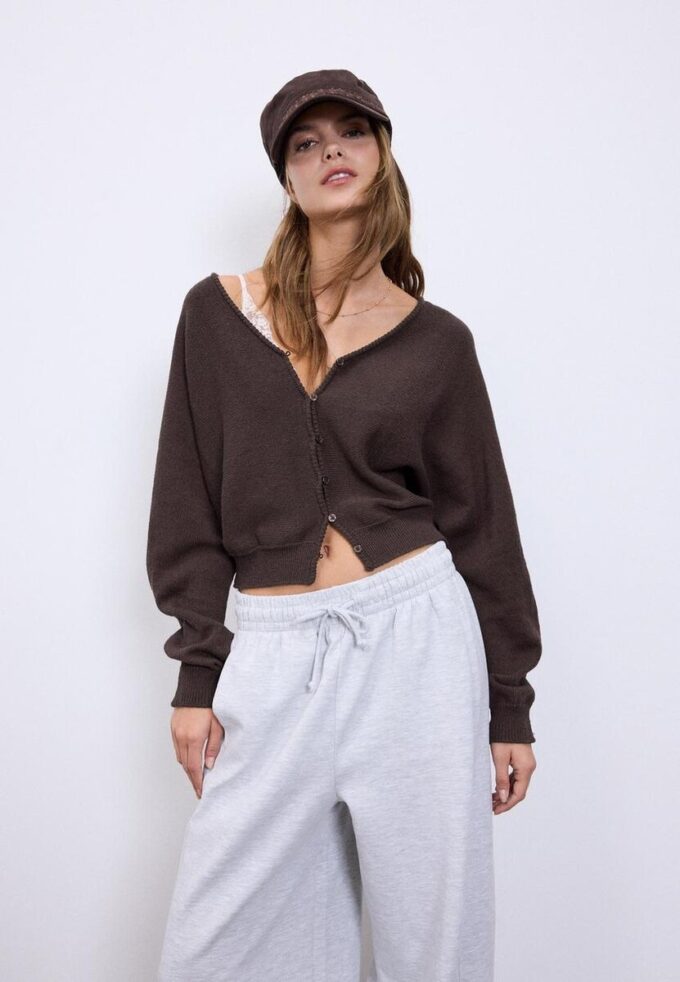 Cardigan din tricot cu mâneci lăzare Cardigan din tricot cu mâneci lăzare