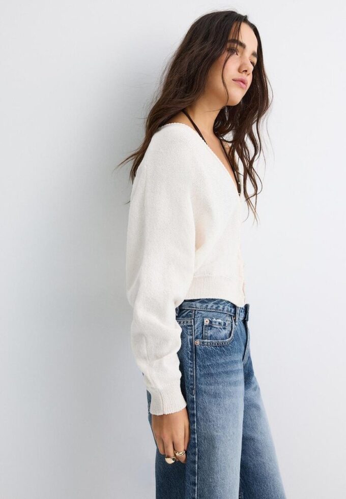 Cardigan din tricot cu mâneci lăzare Cardigan din tricot cu mâneci lăzare
