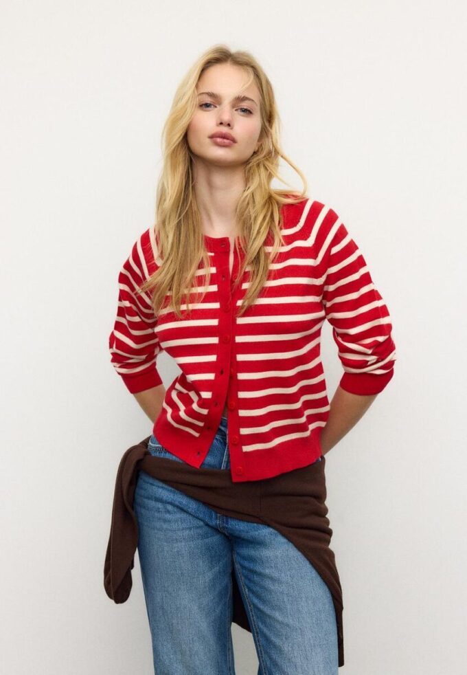 Cardigan din tricot cu nasturi și mâneci raglan