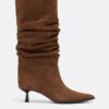 Cizme din piele slouchy cu toc mic, cu talpă moale