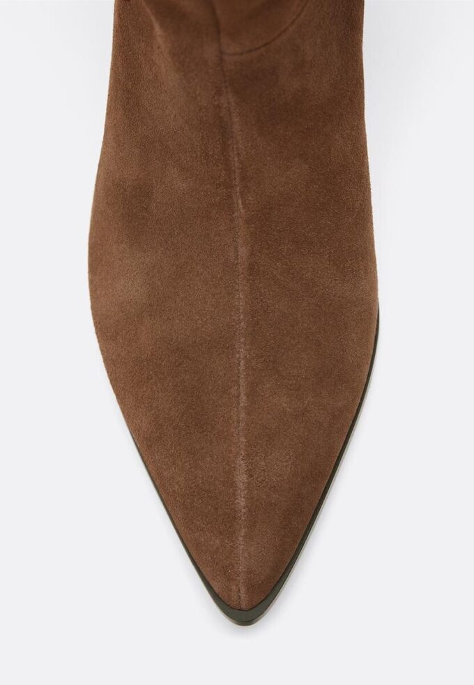 Cizme din piele slouchy cu toc mic, cu talpă moale