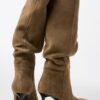 Cizme slouchy din piele cu toc stiletto