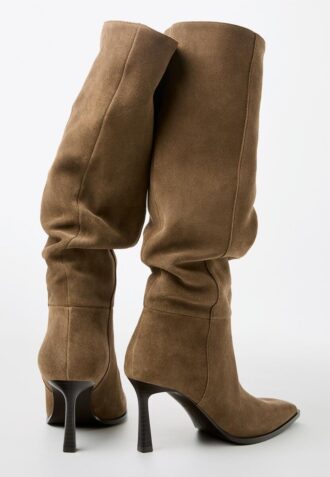 Cizme slouchy din piele cu toc stiletto