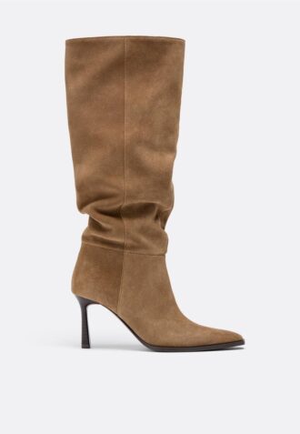 Cizme slouchy din piele cu toc stiletto