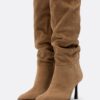 Cizme slouchy din piele cu toc stiletto