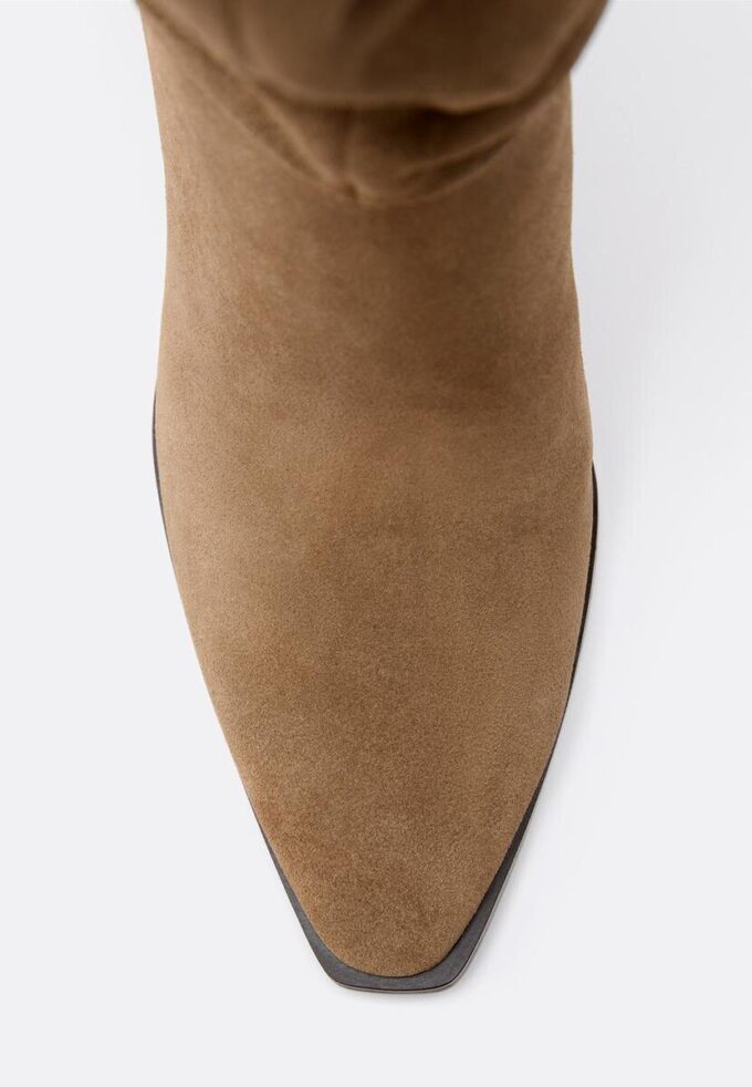 Cizme slouchy din piele cu toc stiletto