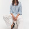 Cămășă cu mâneci kimono cu efect de in Cămășă cu mâneci kimono cu efect de in