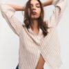 Cămășă cu mâneci kimono cu efect de in Cămășă cu mâneci kimono cu efect de in