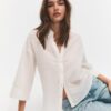 Cămășă cu mâneci kimono cu efect de in Cămășă cu mâneci kimono cu efect de in