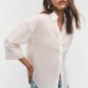 Cămășă cu mâneci kimono cu efect de in Cămășă cu mâneci kimono cu efect de in