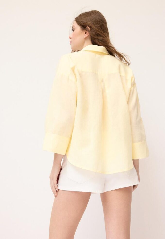 Cămășă cu mâneci kimono cu efect de in Cămășă cu mâneci kimono cu efect de in
