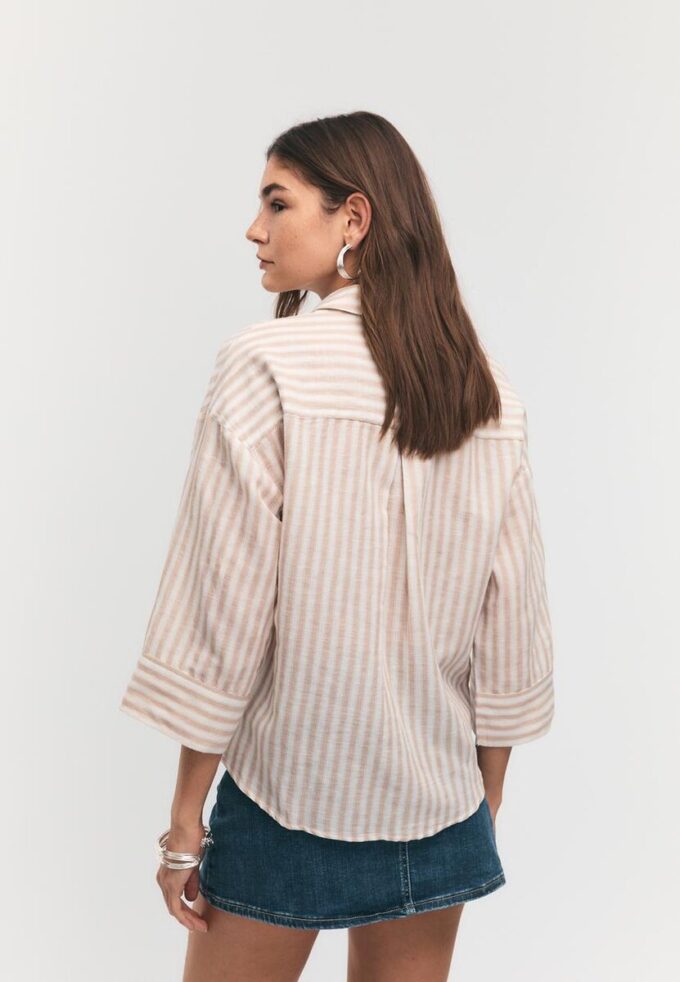 Cămășă cu mâneci kimono cu efect de in Cămășă cu mâneci kimono cu efect de in