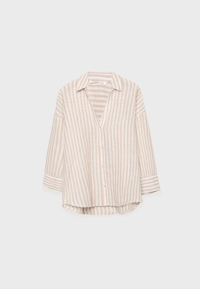 Cămășă cu mâneci kimono cu efect de in Cămășă cu mâneci kimono cu efect de in