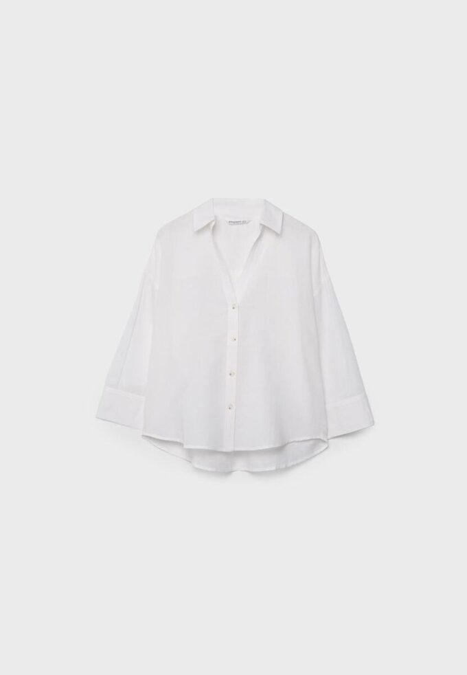 Cămășă cu mâneci kimono cu efect de in Cămășă cu mâneci kimono cu efect de in