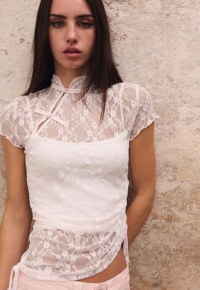 Cămășă cu mâneci scurte în stil Qipao Cămășă cu mâneci scurte în stil Qipao