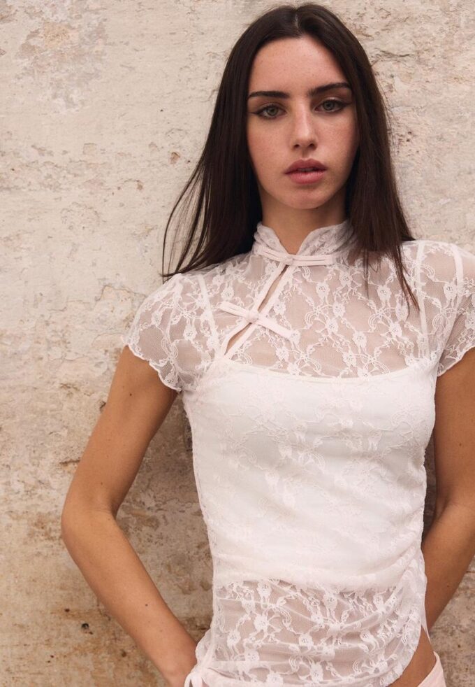 Cămășă cu mâneci scurte în stil Qipao Cămășă cu mâneci scurte în stil Qipao