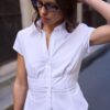 Cămașă cu mâneci scurte și cusătură sub bust Cămașă cu mâneci scurte și cusătură sub bust