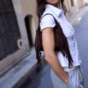 Cămașă cu mâneci scurte și cusătură sub bust Cămașă cu mâneci scurte și cusătură sub bust